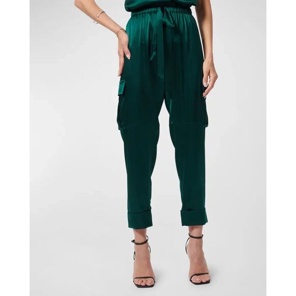 Cami NYC Pants Womens S Green Carmen Silk Cargo Pants Classy Lighweight